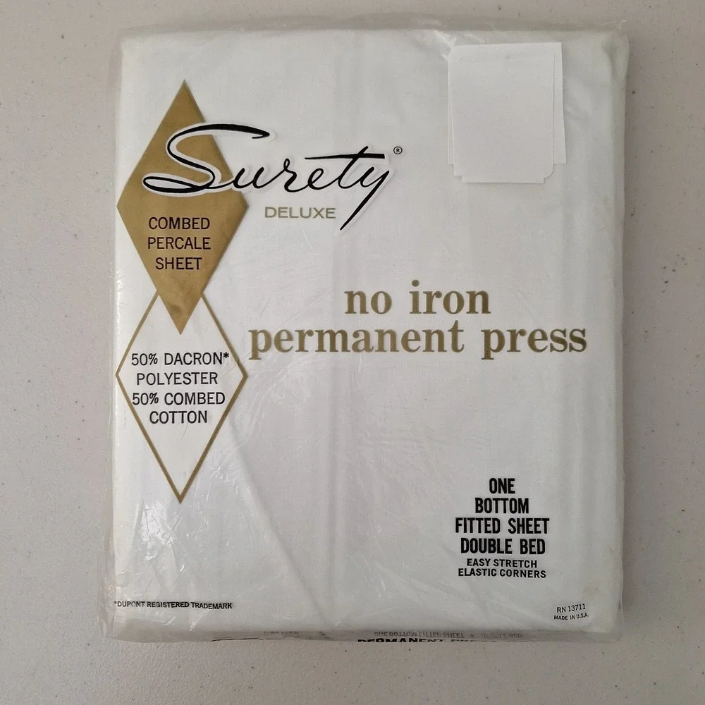 VTG Surety Deluxe No-Iron Perm. Press Combed Percale Double Bottom Fitted Sheet